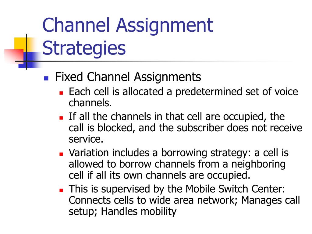 for traffic assignment of channel in ran the strategies acquired are