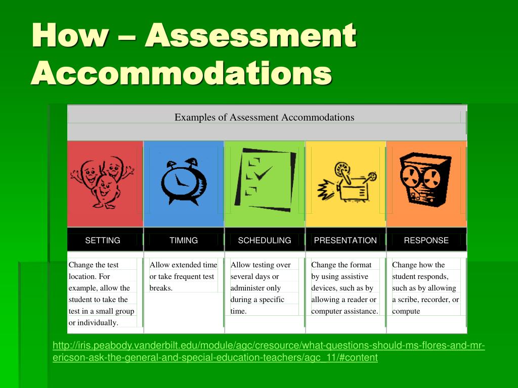 what are examples of presentation accommodations