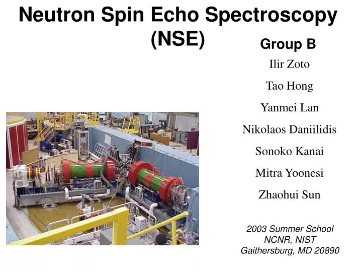 neutron spin echo spectroscopy nse n.