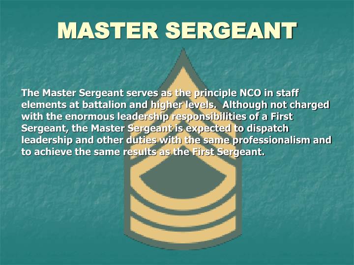 master sergeant broadening assignments