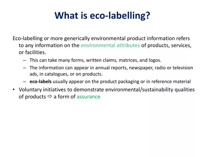 PPT What Is Eco Labelling PowerPoint Presentation Free Download 