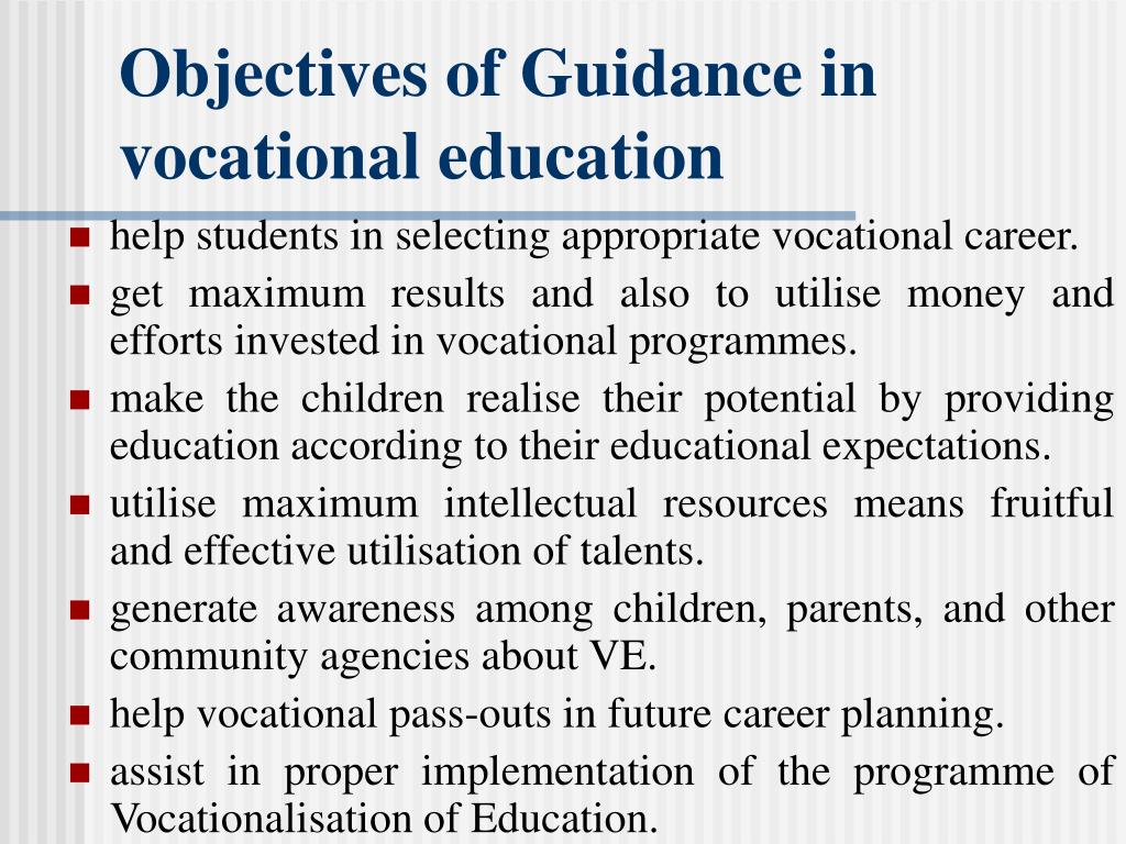objectives of vocational education