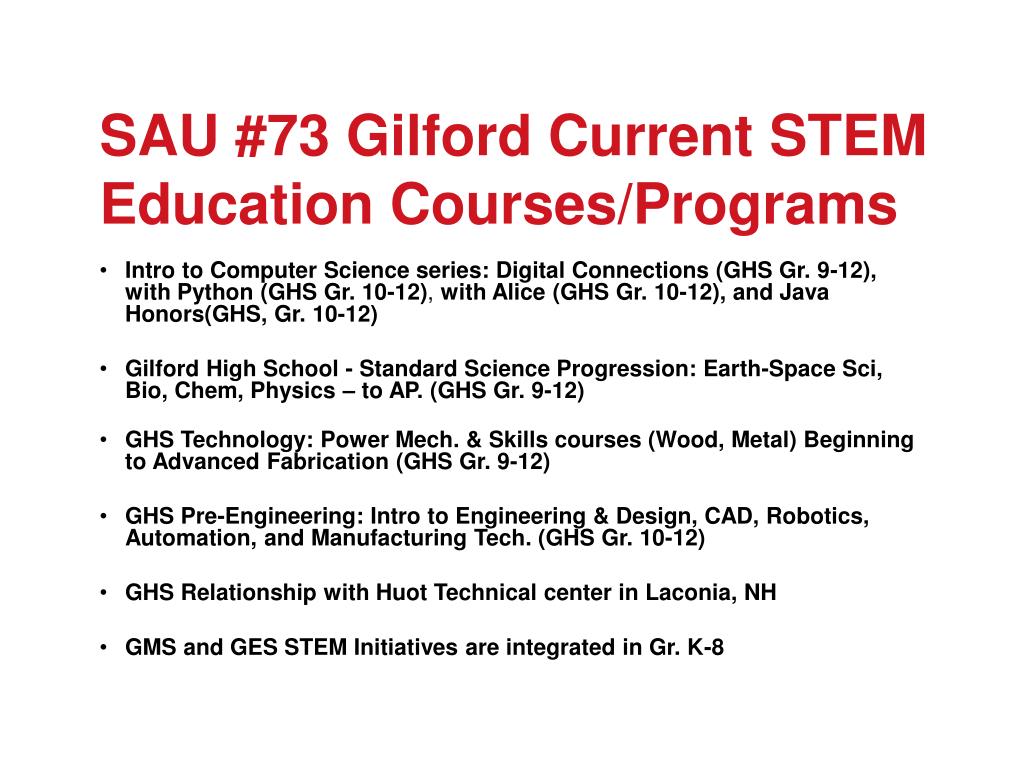 PPT SAU 73 Gilford School District Gilford, New Hampshire (High School includes Gilmanton, NH