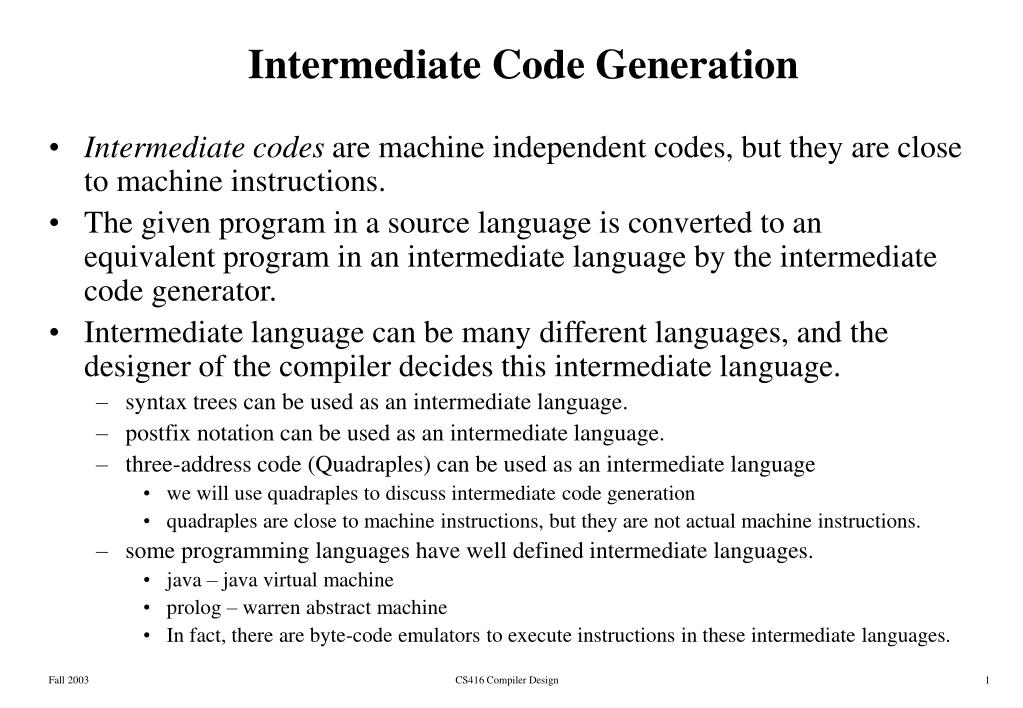 intermediate and target code generation in compiler design intermediate and target code generation in compiler design