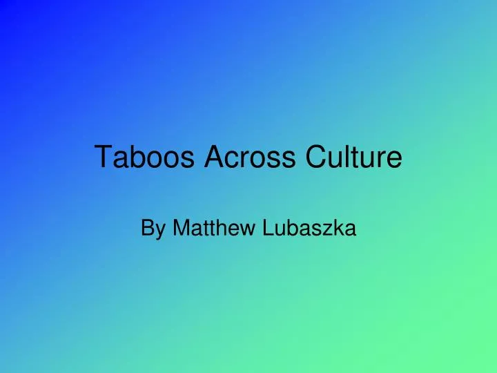 taboos across culture n.