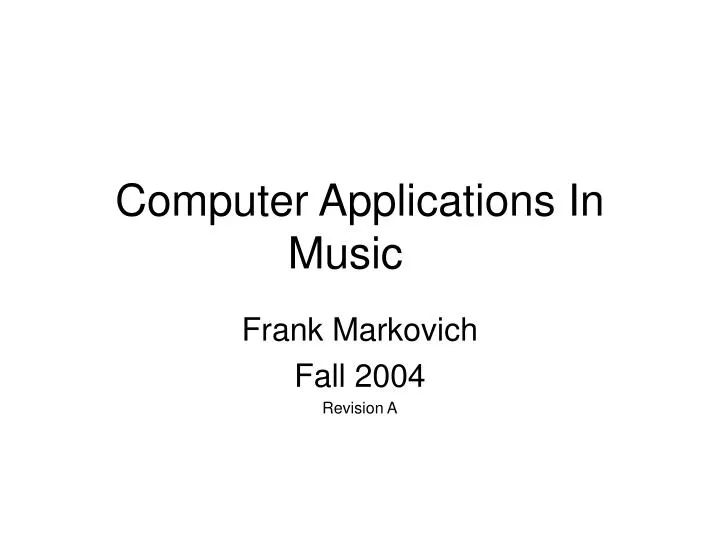 computer applications in music n.
