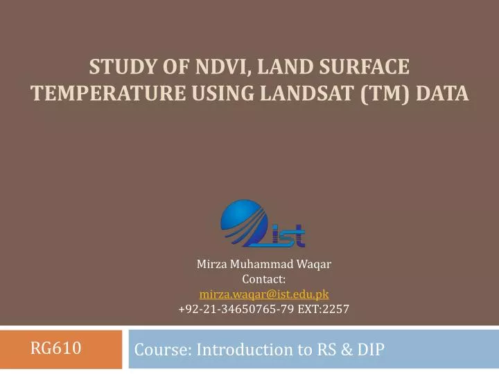 study of ndvi land surface temperature using landsat tm data n.