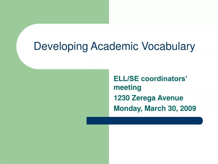 PPT Developing Academic Vocabulary PowerPoint Presentation Free 