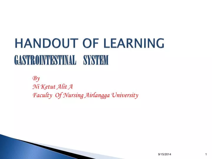 handout of learning gastrointestinal system n.