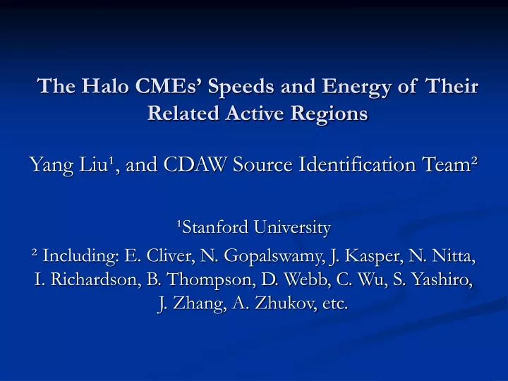 Ppt The Halo Cmes Speeds And Energy Of Their Related Active Regions Powerpoint Presentation Id 4424294
