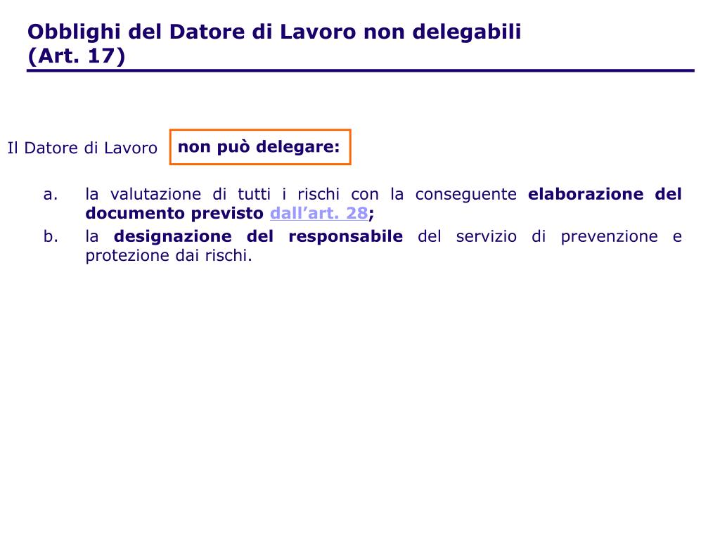 Gli Obblighi Del Datore Di Lavoro Non Delegabili Sono