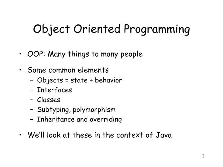PPT - Object Oriented Programming PowerPoint Presentation, free ...