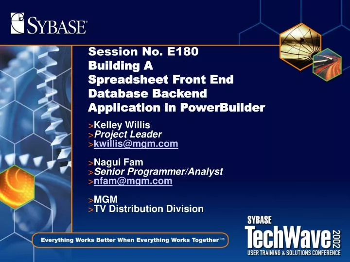 Ppt Session No E180 Building A Spreadsheet Front End - 