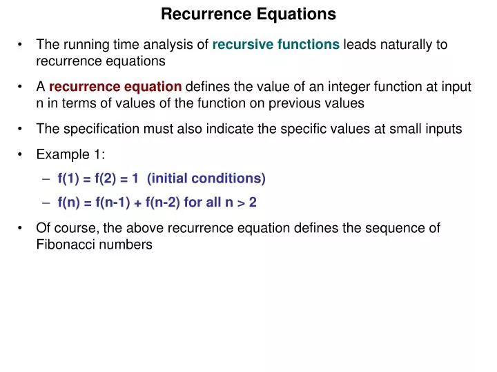 PPT - Recurrence Equations PowerPoint Presentation, free download - ID ...