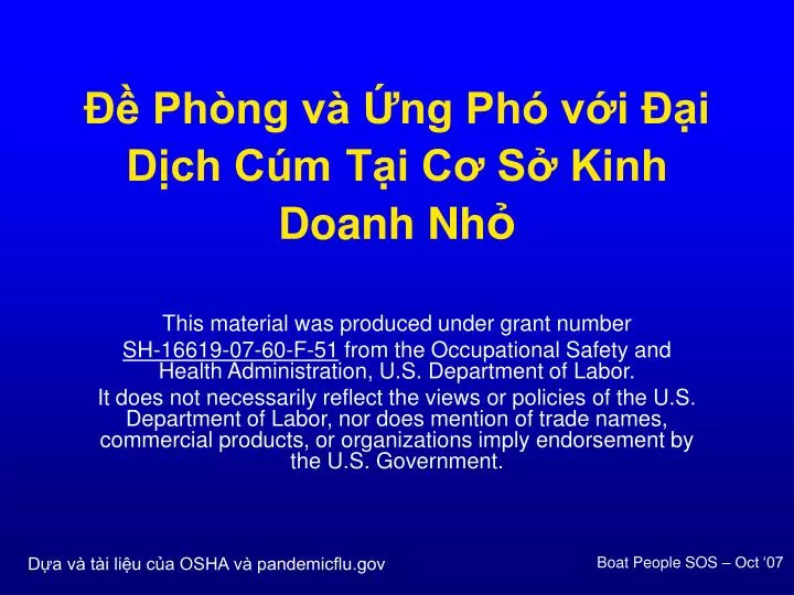 PPT - Đề Phòng Và Ứng Phó Với Đại Dịch Cúm Tại Cơ Sở Kinh Doanh Nh ỏ ...