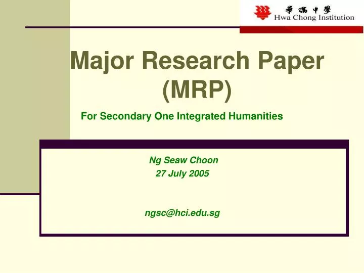 major research paper mrp n.