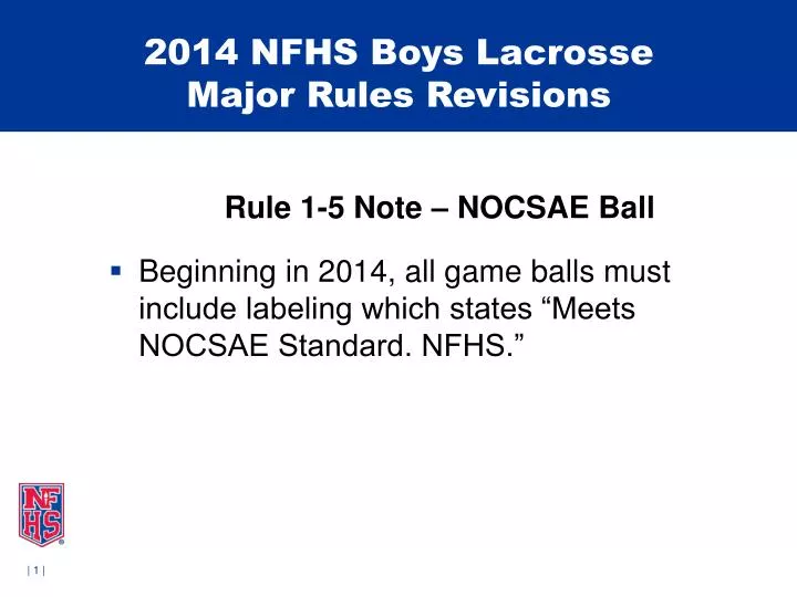 PPT 2014 NFHS Boys Lacrosse Major Rules Revisions PowerPoint