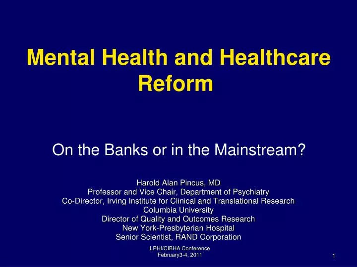 mental health and healthcare reform n.