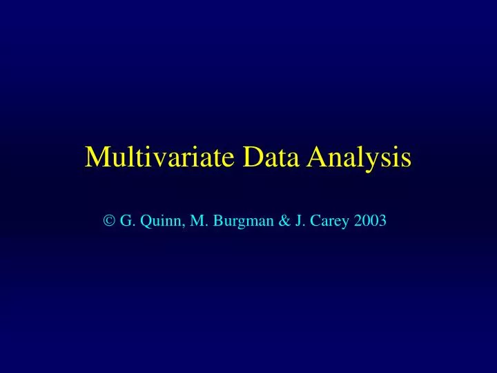 multivariate data analysis n.