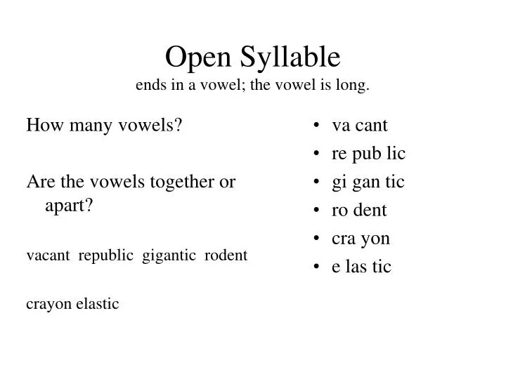open vowel sounds