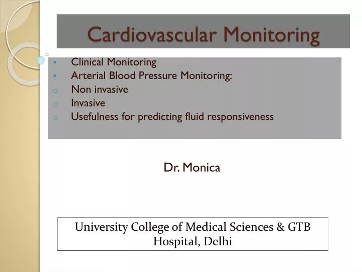 cardiovascular monitoring n.