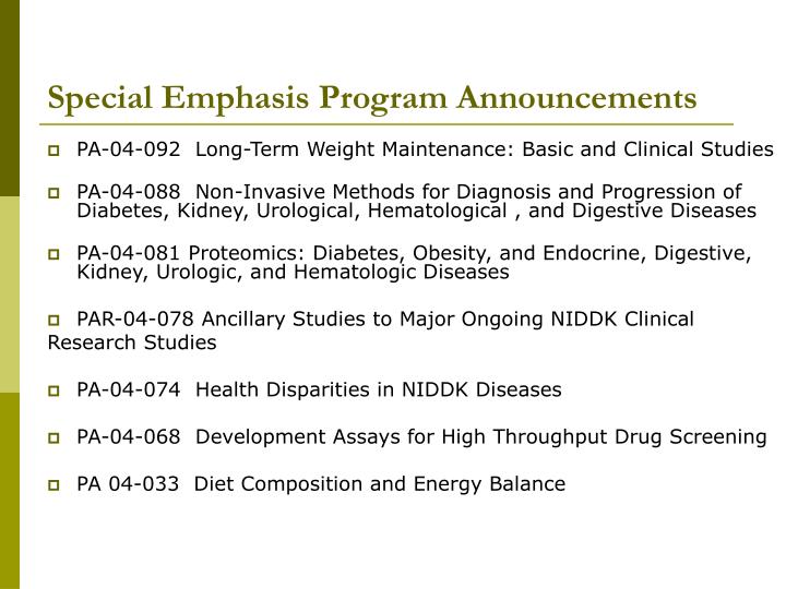 Niddk Program Announcements
