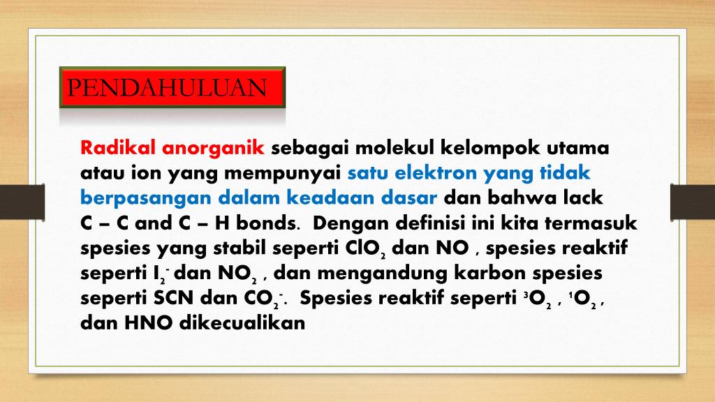 PPT - KEREAKTIFAN RADIKAL ANORGANIK LARUTAN BERAIR PowerPoint