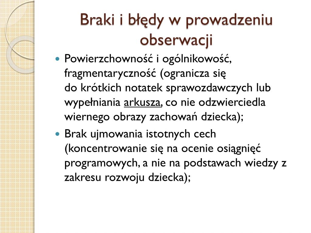 Obserwacja Dziecka W żłobku Przykład PPT - Obserwacja jako podstawowa metoda diagnozy całościowej dziecka