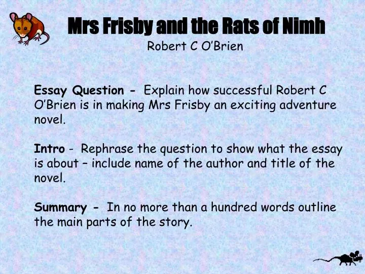 Ppt Mrs Frisby And The Rats Of Nimh Robert C O Brien Powerpoint Presentation Id 4436872