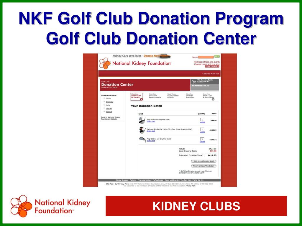 PPT National Kidney Foundation Golf Club Donation Program PowerPoint