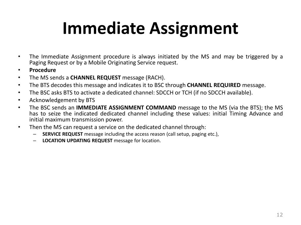 immediate assignment reject gsm