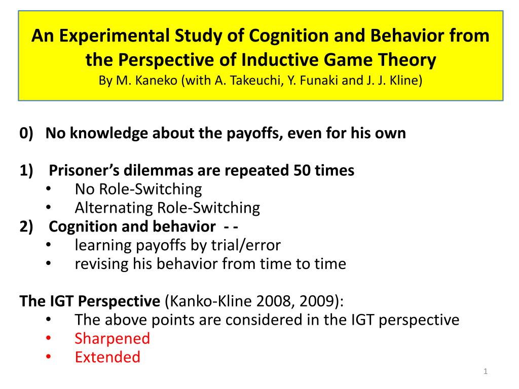 PPT An Experimental Study of Cognition and Behavior from the