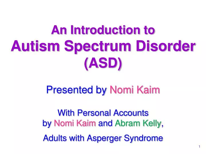 introduction to autism spectrum disorders