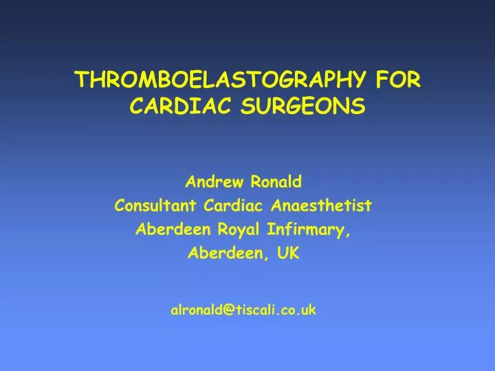 thromboelastography for cardiac surgeons n.