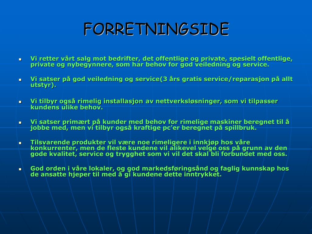 PPT - FORRETNINGSIDE PowerPoint Presentation, free download - ID:4454188