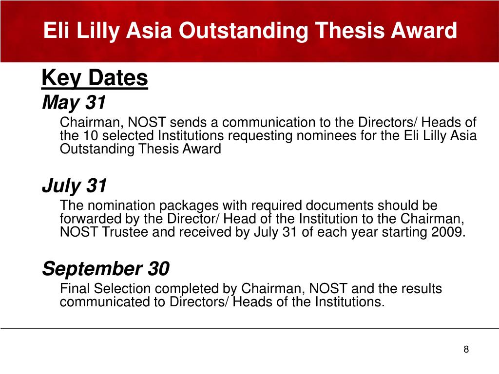 eli lilly best thesis award