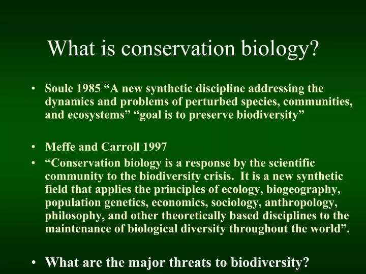 PPT What Is Conservation Biology PowerPoint Presentation Free 