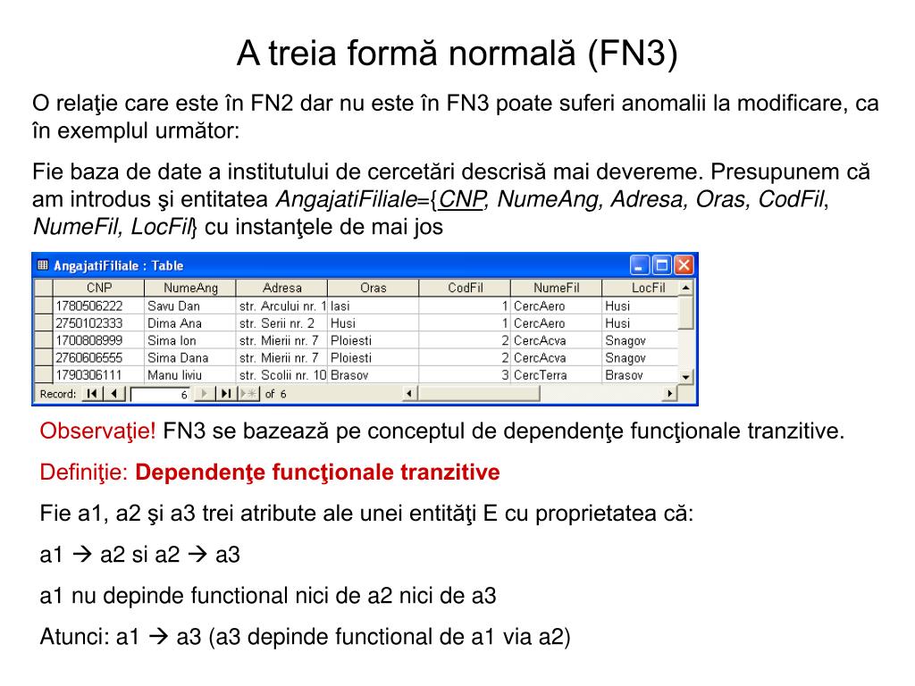 PPT - A doua form ă normală (FN2) PowerPoint Presentation, free download -  ID:4455813