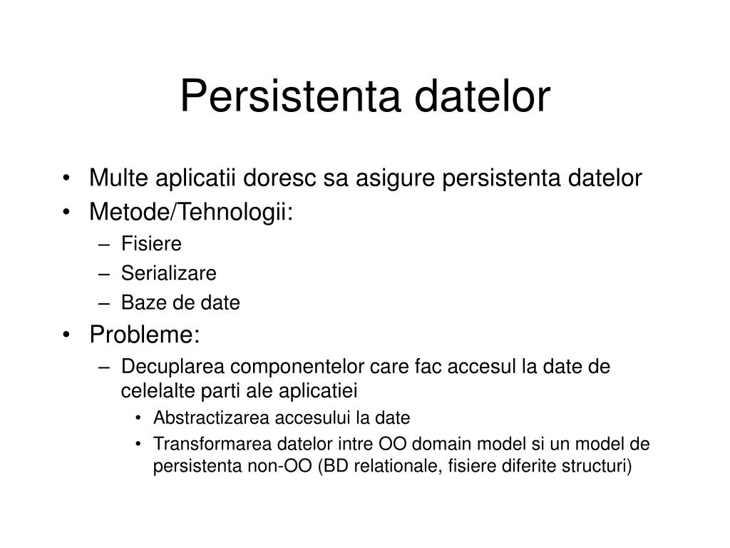 PPT - Persistenta datelor PowerPoint Presentation, free download -  ID:4456427