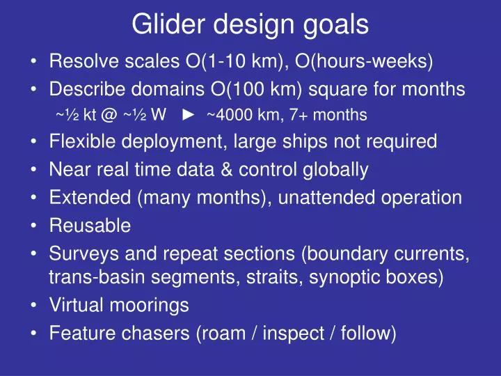 glider design goals n.
