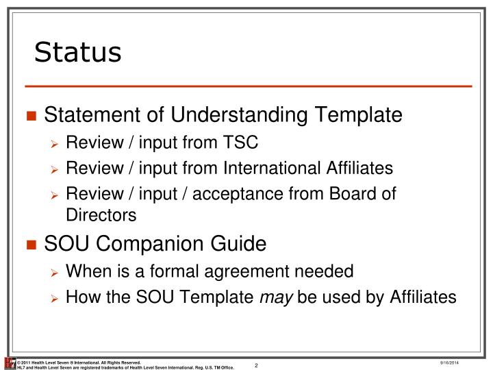 PPT Statement Of Understanding Status And Next Steps