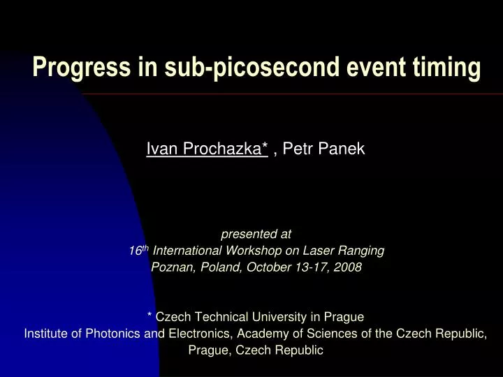 progress in sub picosecond event timing n.