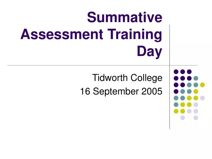 summative assessment training day n.
