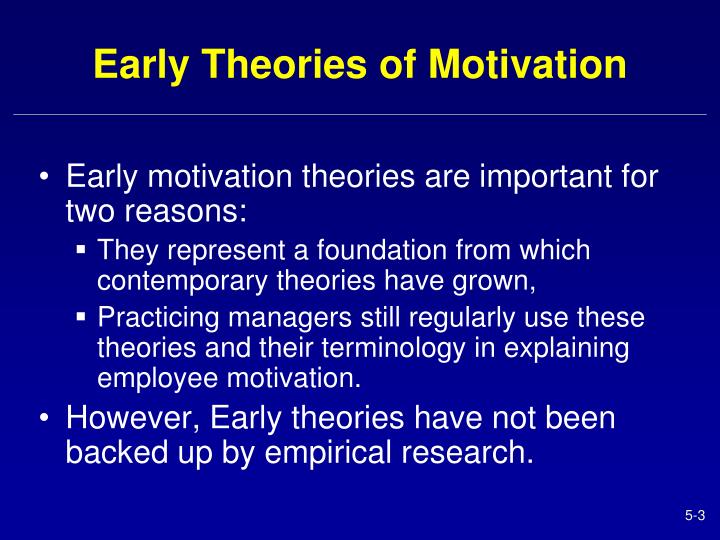 the application of motivational theories in —ch theories and the relationship of such ideas to the creation and states that employee needs are twofold—motivational and mainte- application on the job. the application of motivational theories in —ch theories and the relationship of such ideas to the creation and states that employee needs are twofold—motivational and mainte- application on the job.