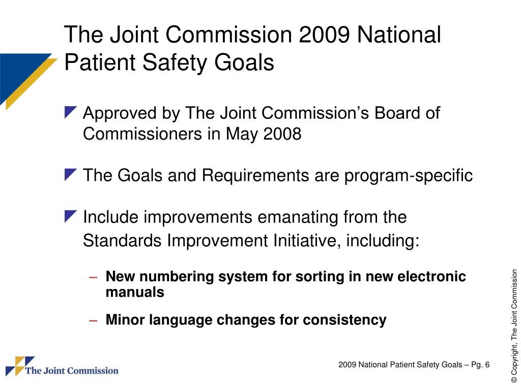 2009 patient safety goals
