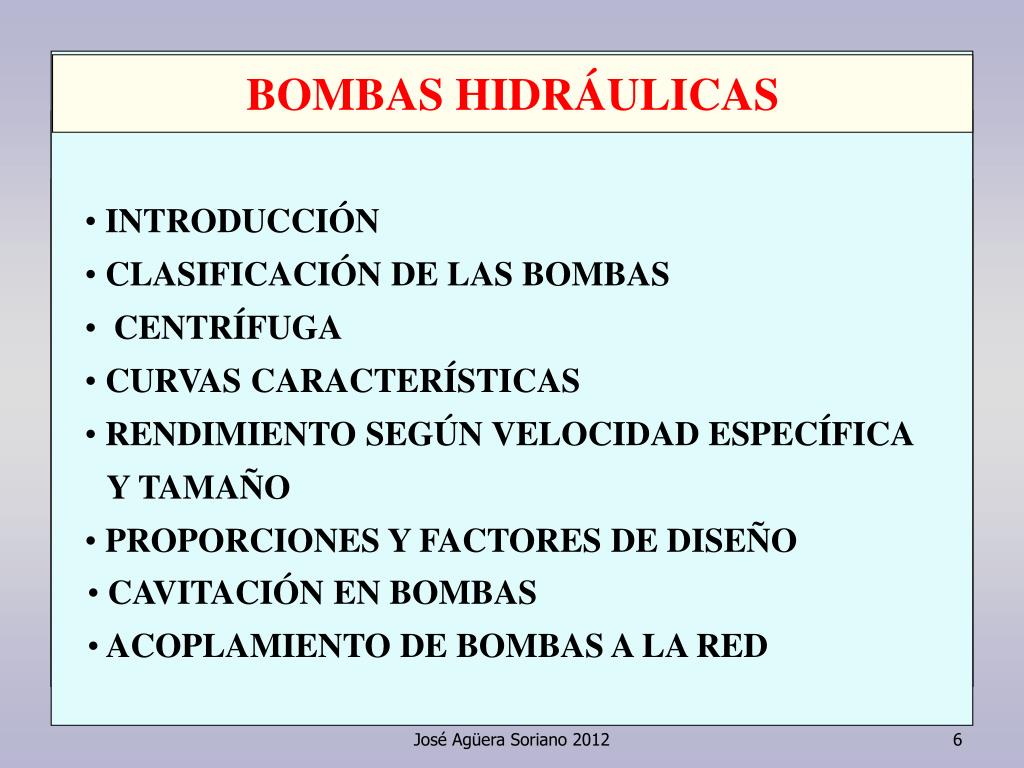 Clasificación de la bombas hidráulicas 