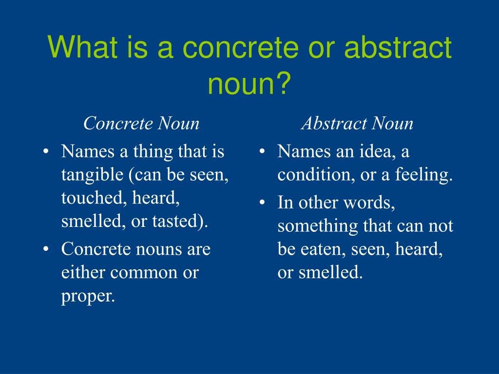Abstract Noun And Concrete Noun Worksheet For Grade 5