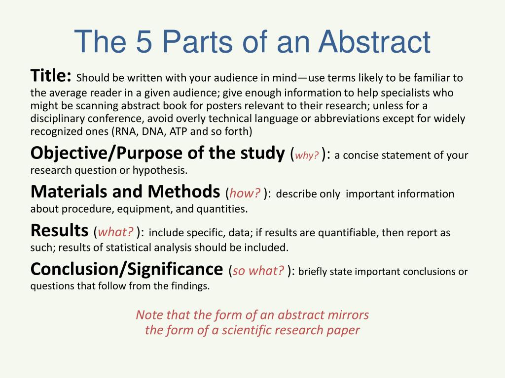 5 parts of research paper abstract