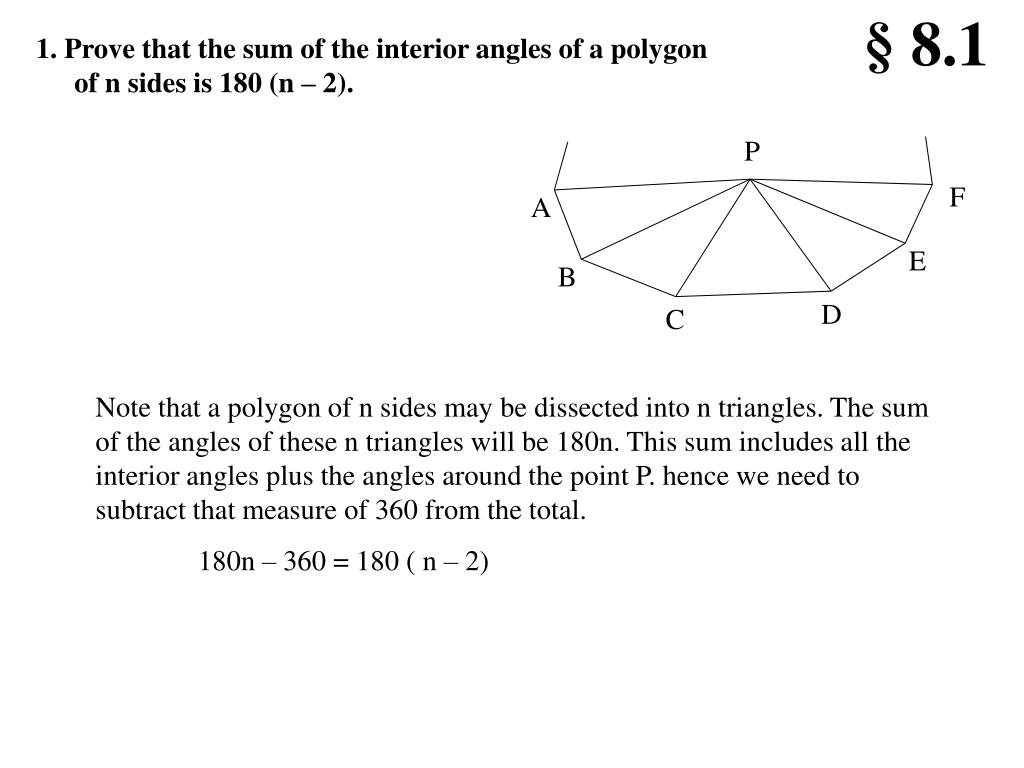 Ppt 1 Prove That The Sum Of The Interior Angles Of A