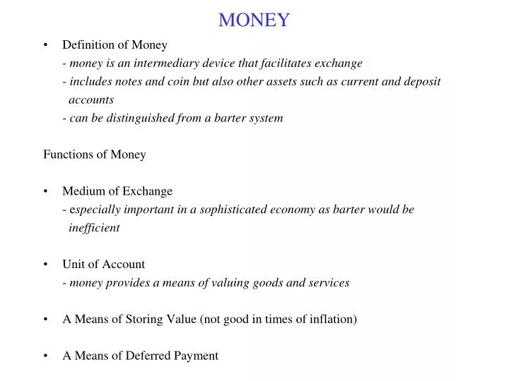 what distinguishes money from other assets what distinguishes money from other assets